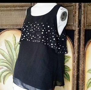 Kenneth Cole tank with Chiffon silver stud overlay